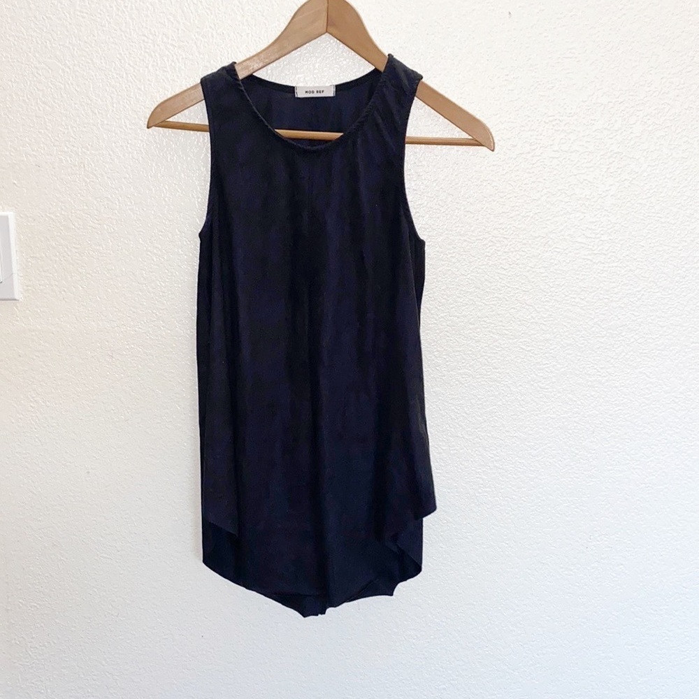 Mod Ref Black Suede High Neck Tank Top